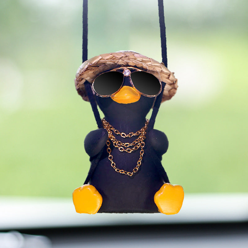 Pistol Cowboy Duck Car Rearview Mirror Pendant Decoration Super Cool Revolver Duck Anime Car Decoration Pendant