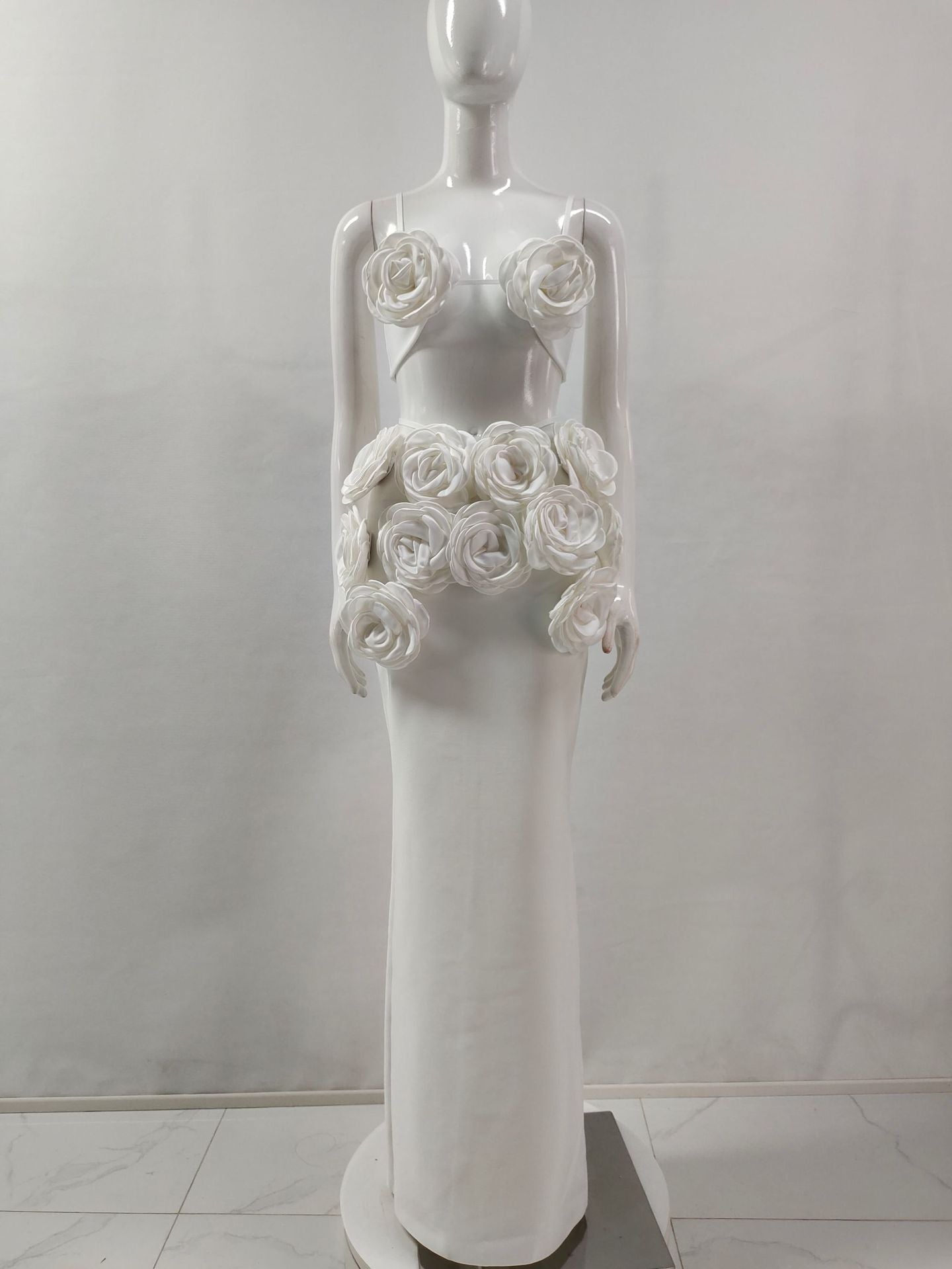 Sling Rose Midriff Outfit Backless Temperament Twinset