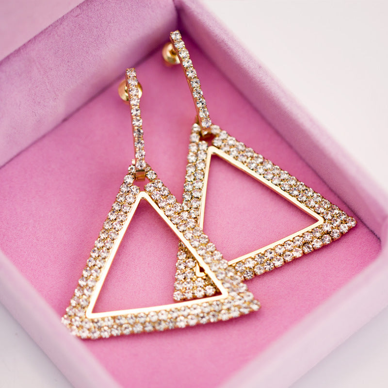 Exaggerated Geometry Triangle Copper Earrings For Women
