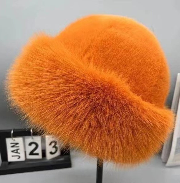 Fur Fashion Bucket Hat Mink-like Women