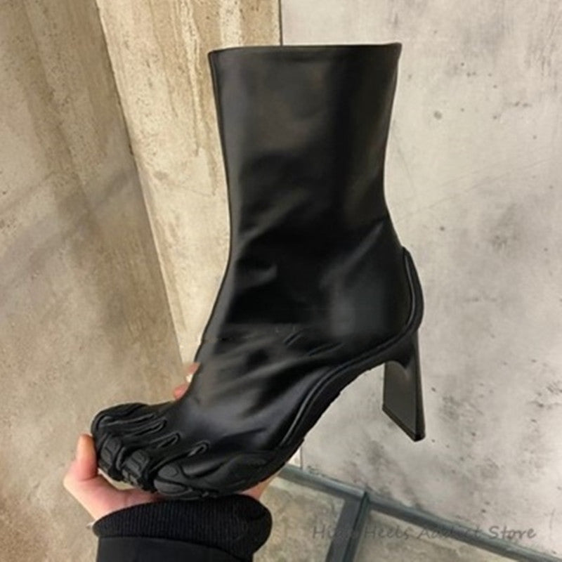 Women's Fashion Simple Five-finger High Heel Stretch Boots