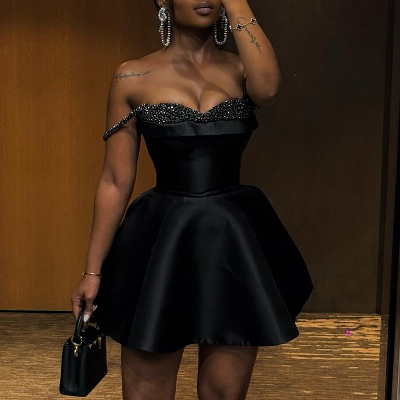 New Elegant Sequin Stitching Bandeau Sling Dress