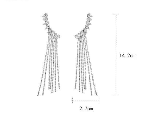 Temperament tassel rhinestone earrings