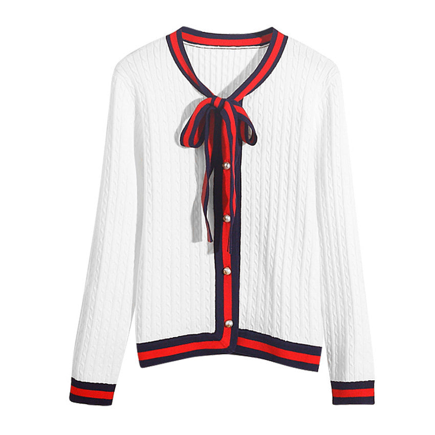 Little Fragrant Knit Cardigan Red Top Twist Sweater Jacket