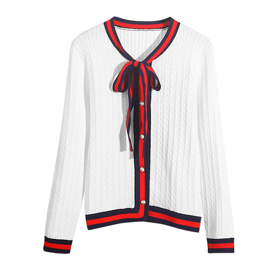 Little Fragrant Knit Cardigan Red Top Twist Sweater Jacket