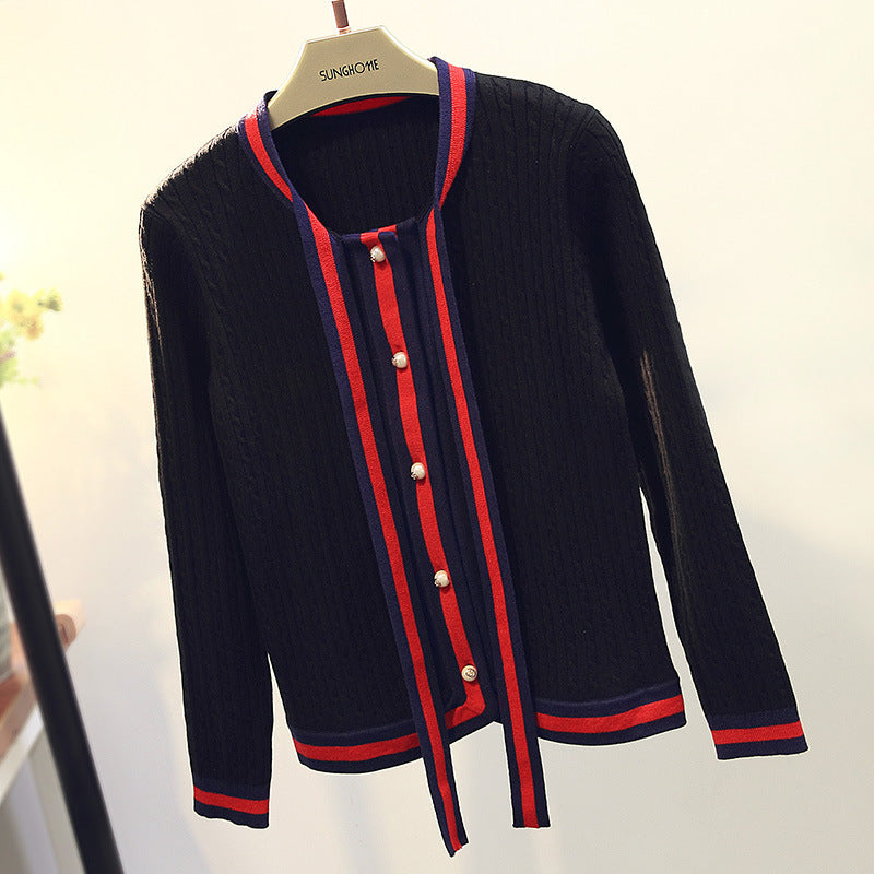 Little Fragrant Knit Cardigan Red Top Twist Sweater Jacket