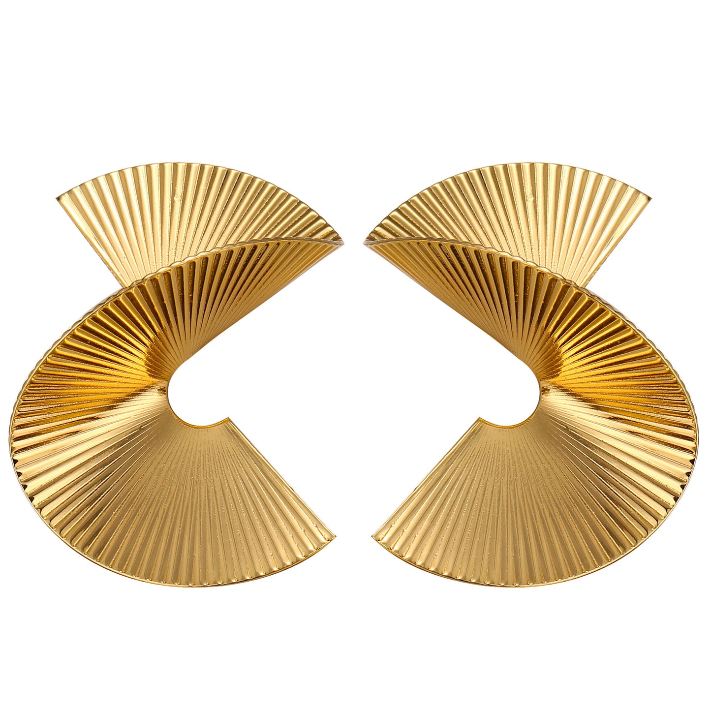 Personality Irregular Spiral Fan Leaf Earrings