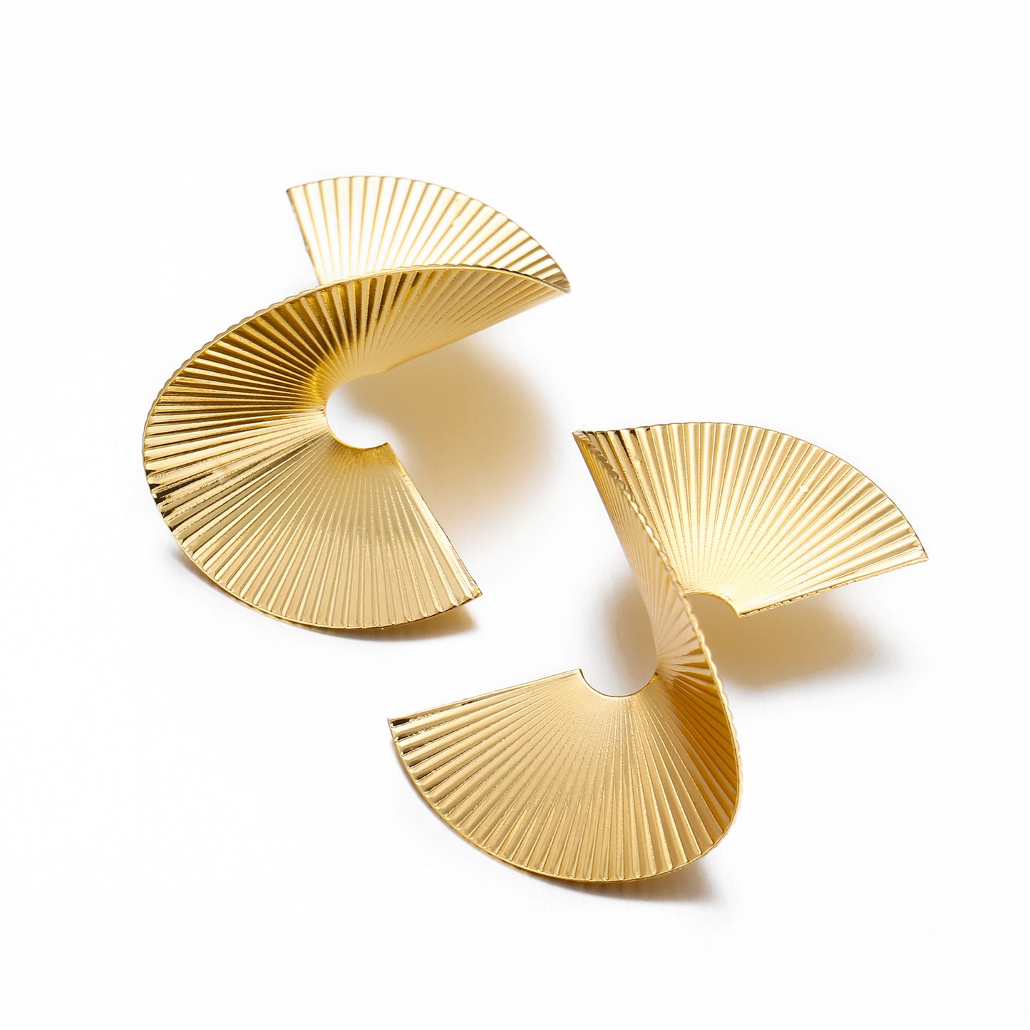Personality Irregular Spiral Fan Leaf Earrings