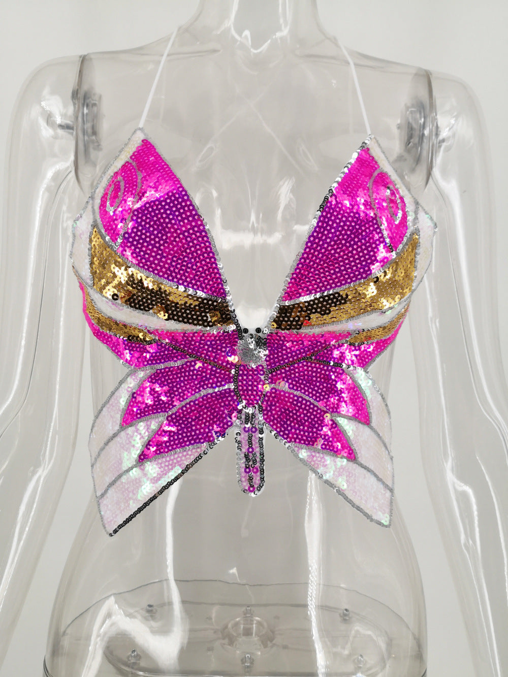 Se Xy Camisole Suspenders Butterfly Sequined Top Women'S Clothing