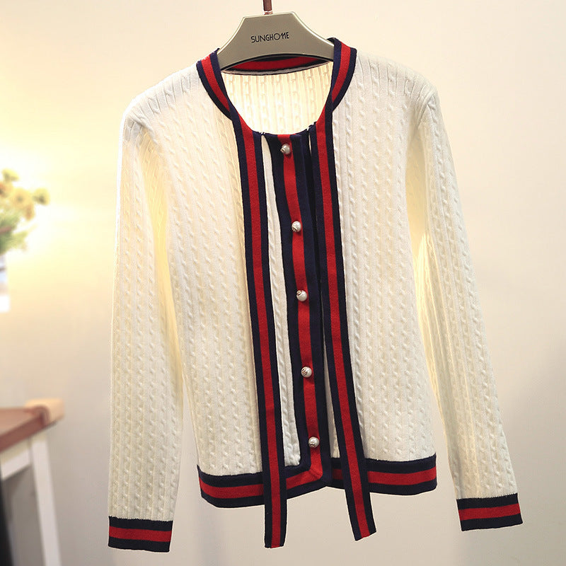Little Fragrant Knit Cardigan Red Top Twist Sweater Jacket