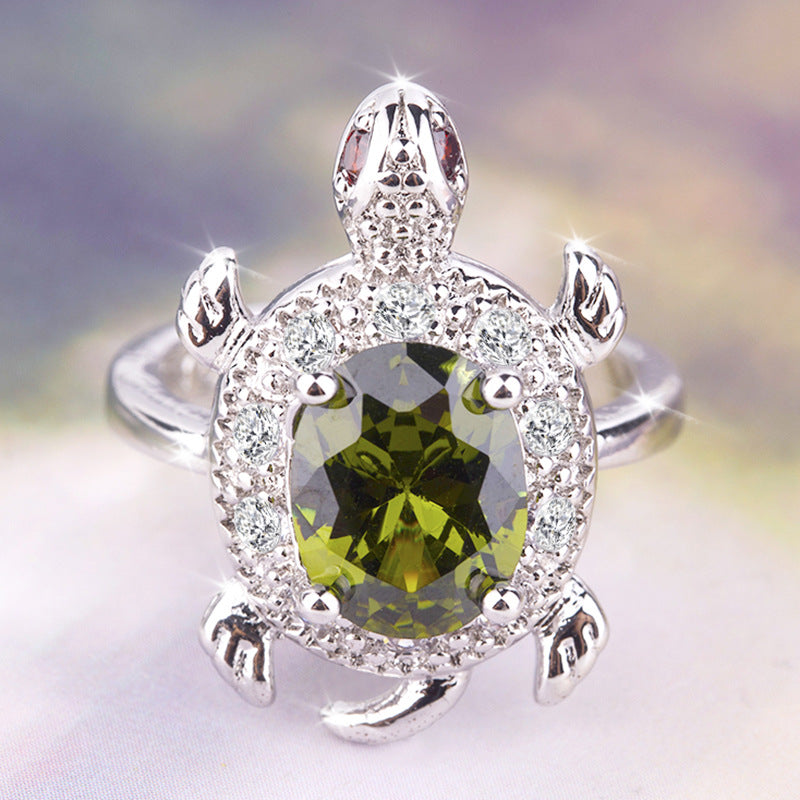 Big Olive Green Turtle Ring