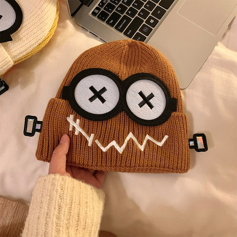 Cartoon-Knit Beanie For Fall And Winter