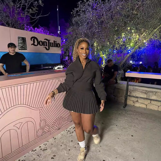 Women's Pleated Skirt Fashion Casual Set