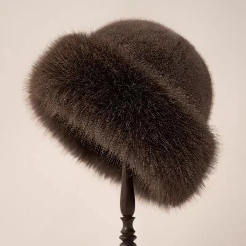 Fur Fashion Bucket Hat Mink-like Women