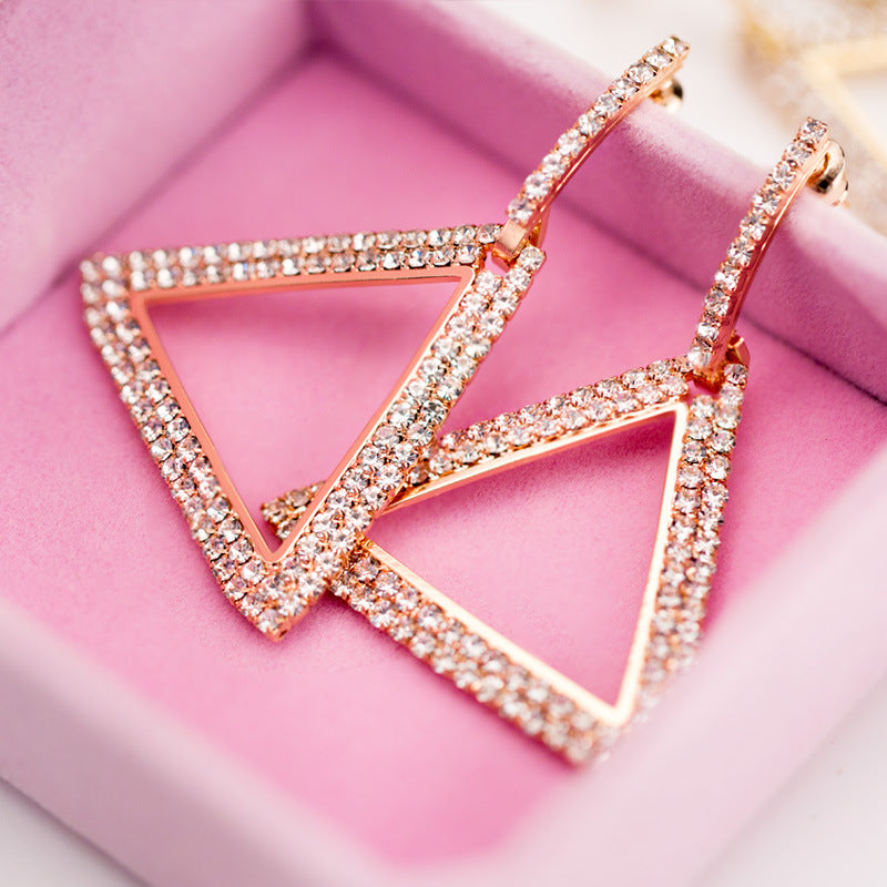 Exaggerated Geometry Triangle Copper Earrings For Women