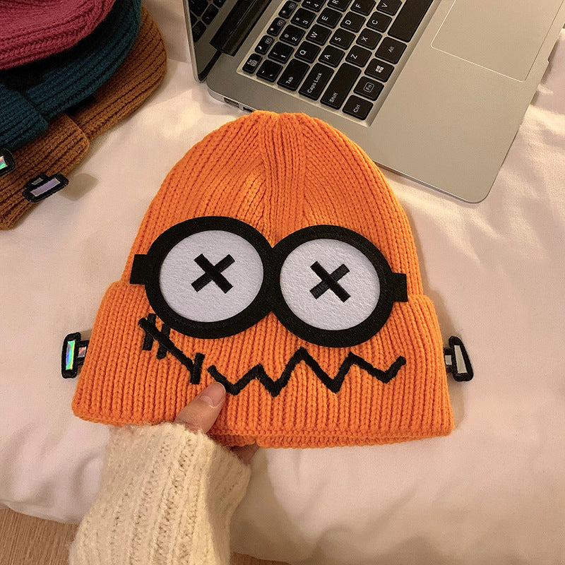 Cartoon-Knit Beanie For Fall And Winter
