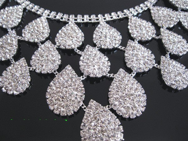 White Rhinestone Bridal Necklace Earrings