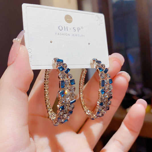 Fashion Retro Full Diamond Women's 925 Silver Needle Simple Cool Style High Quality Earrings