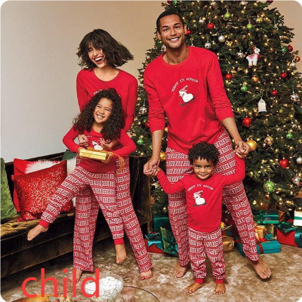 Christmas Letter LET IT SNOW Printed Christmas Parent-child Outfit Family