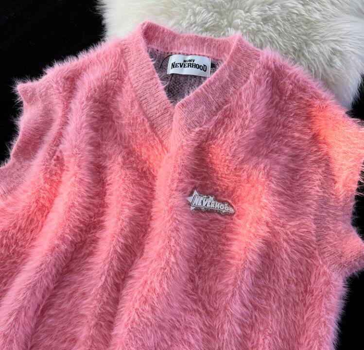 Street Long Sleeve Pullover Couple V-neck Loose Sweater