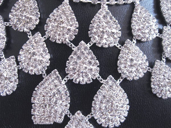 White Rhinestone Bridal Necklace Earrings