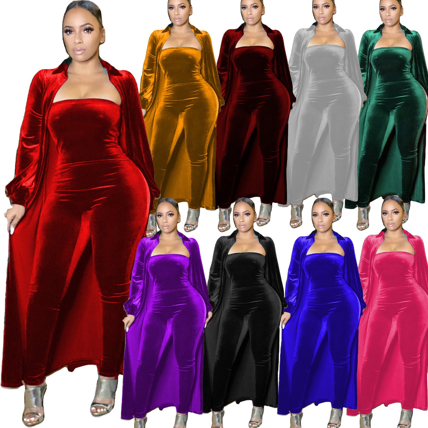 Sexy Bustier Female Jumpsuit Jacket Silver Fox Velvet