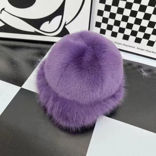 Fur Fashion Bucket Hat Mink-like Women