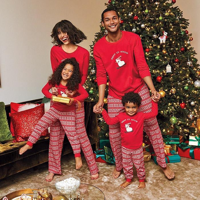 Christmas Letter LET IT SNOW Printed Christmas Parent-child Outfit Family