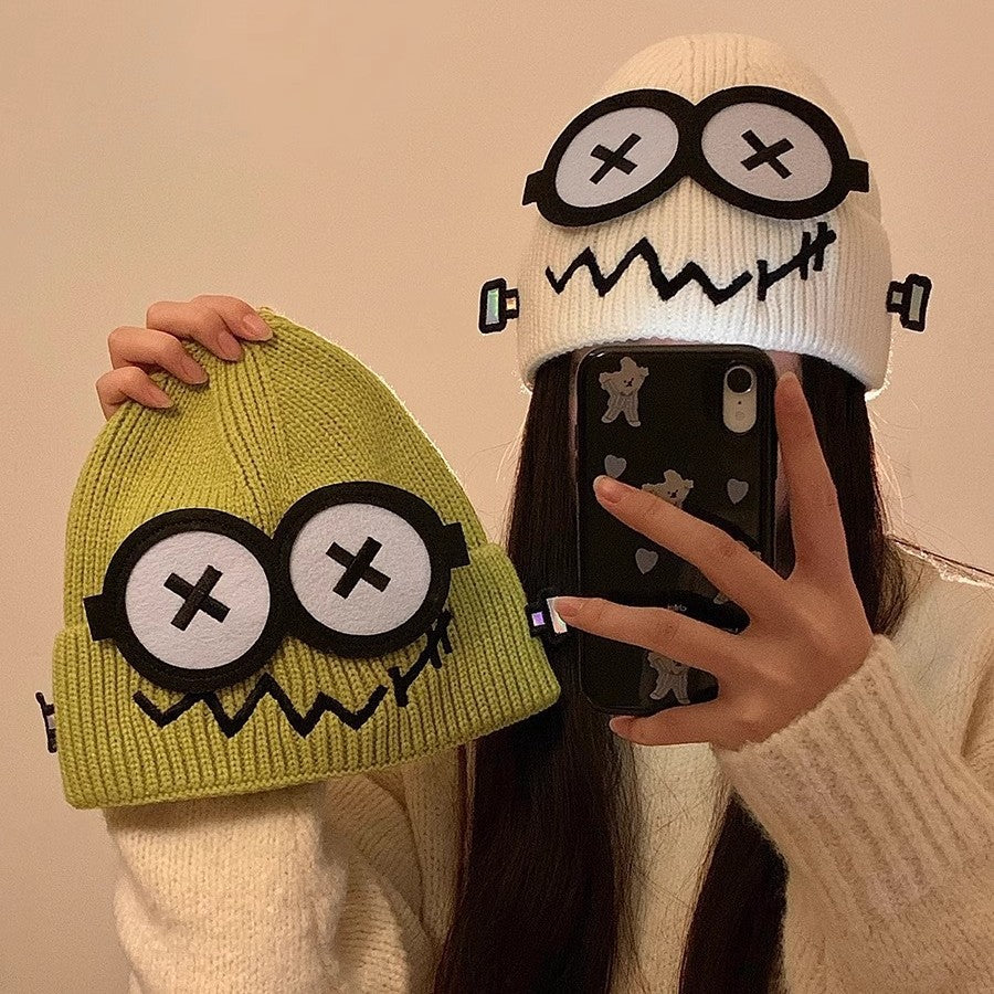 Cartoon-Knit Beanie For Fall And Winter
