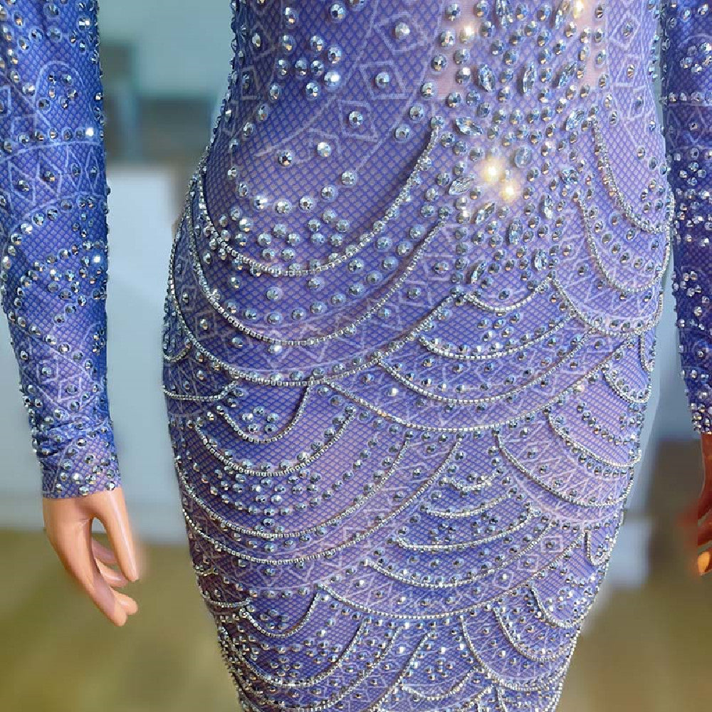 New Light Purple Shoulder Thickened Dress