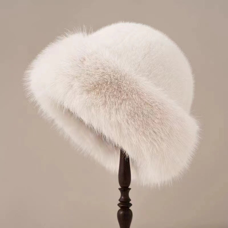 Fur Fashion Bucket Hat Mink-like Women