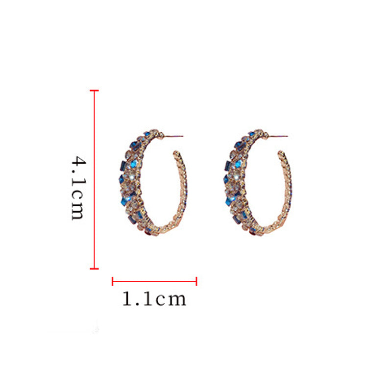 Fashion Retro Full Diamond Women's 925 Silver Needle Simple Cool Style High Quality Earrings