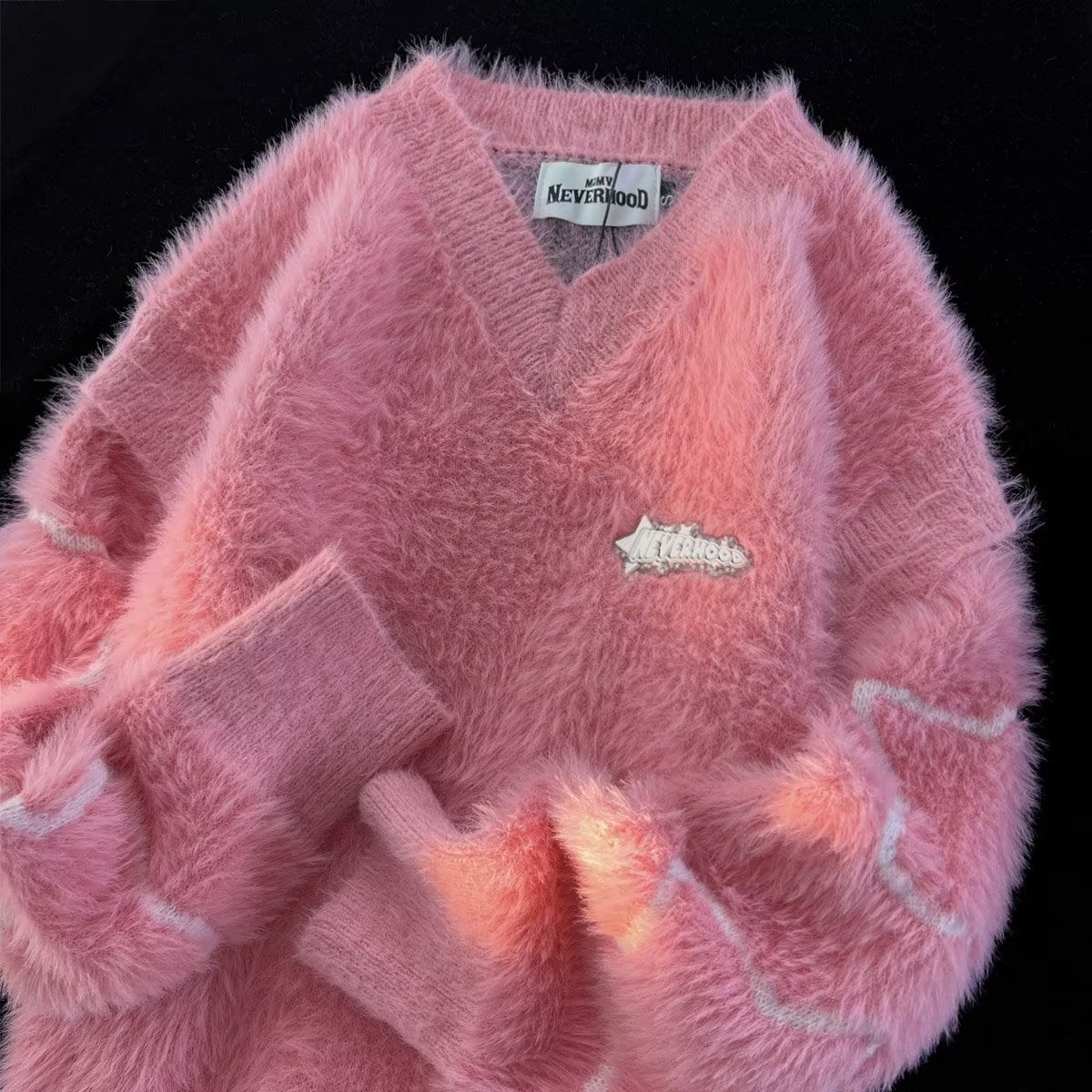 Street Long Sleeve Pullover Couple V-neck Loose Sweater