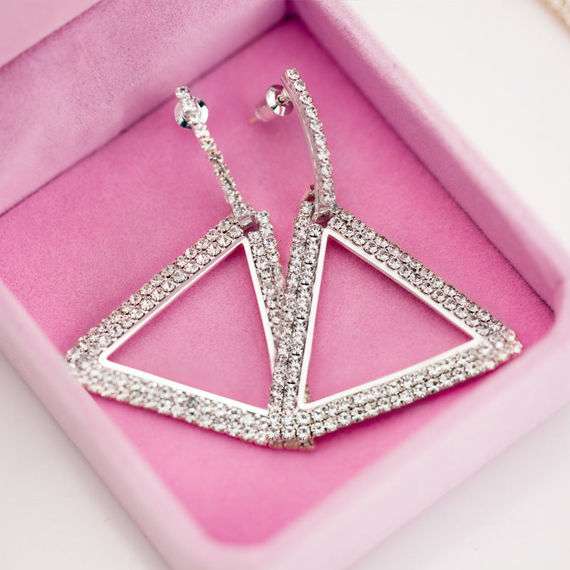 Exaggerated Geometry Triangle Copper Earrings For Women