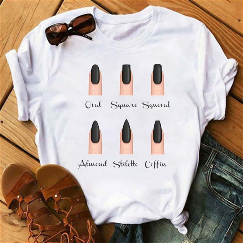Half Sleeve Trendy Vintage Print Short Sleeves Women