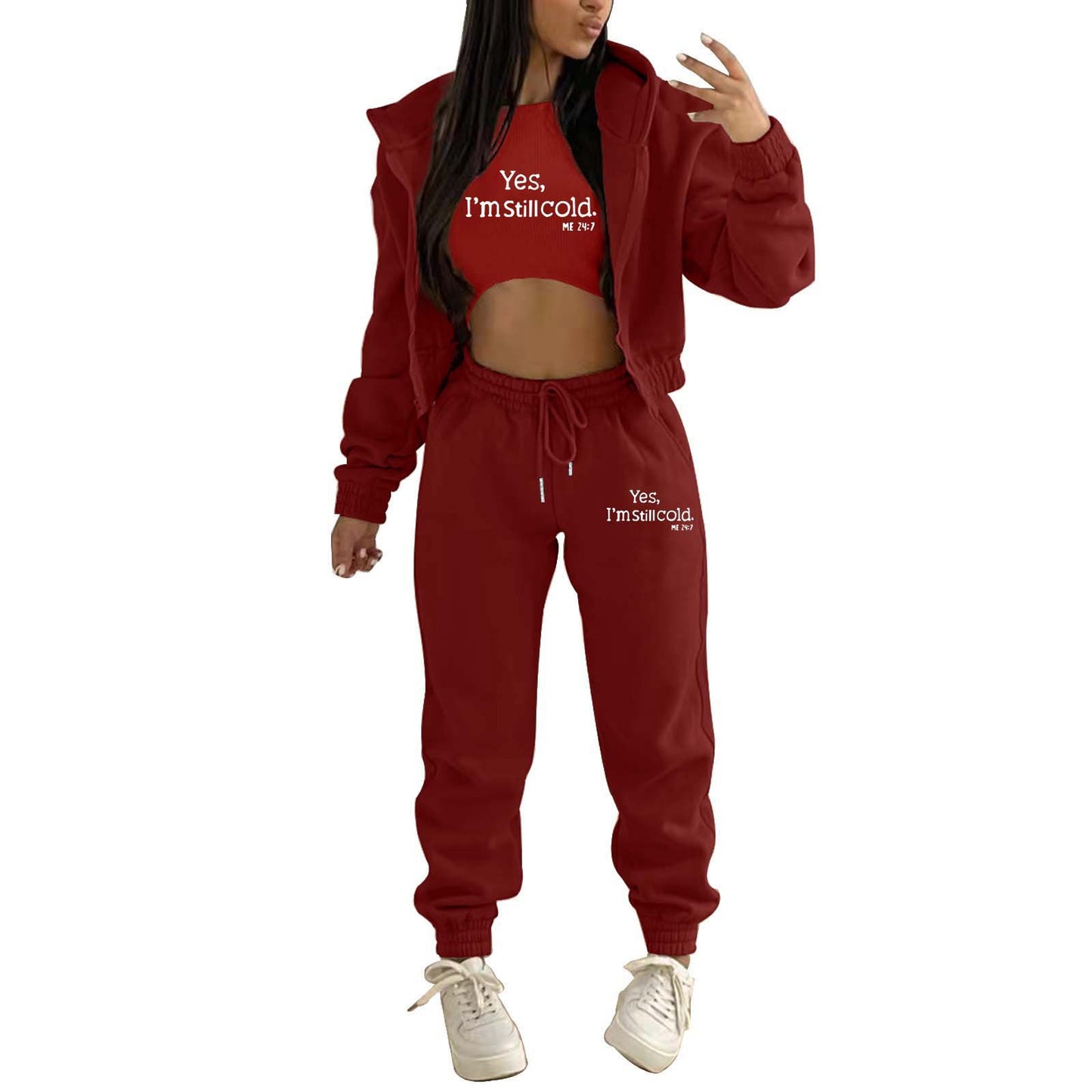 Women's Fashion Hooded Letter-print Casual Suit