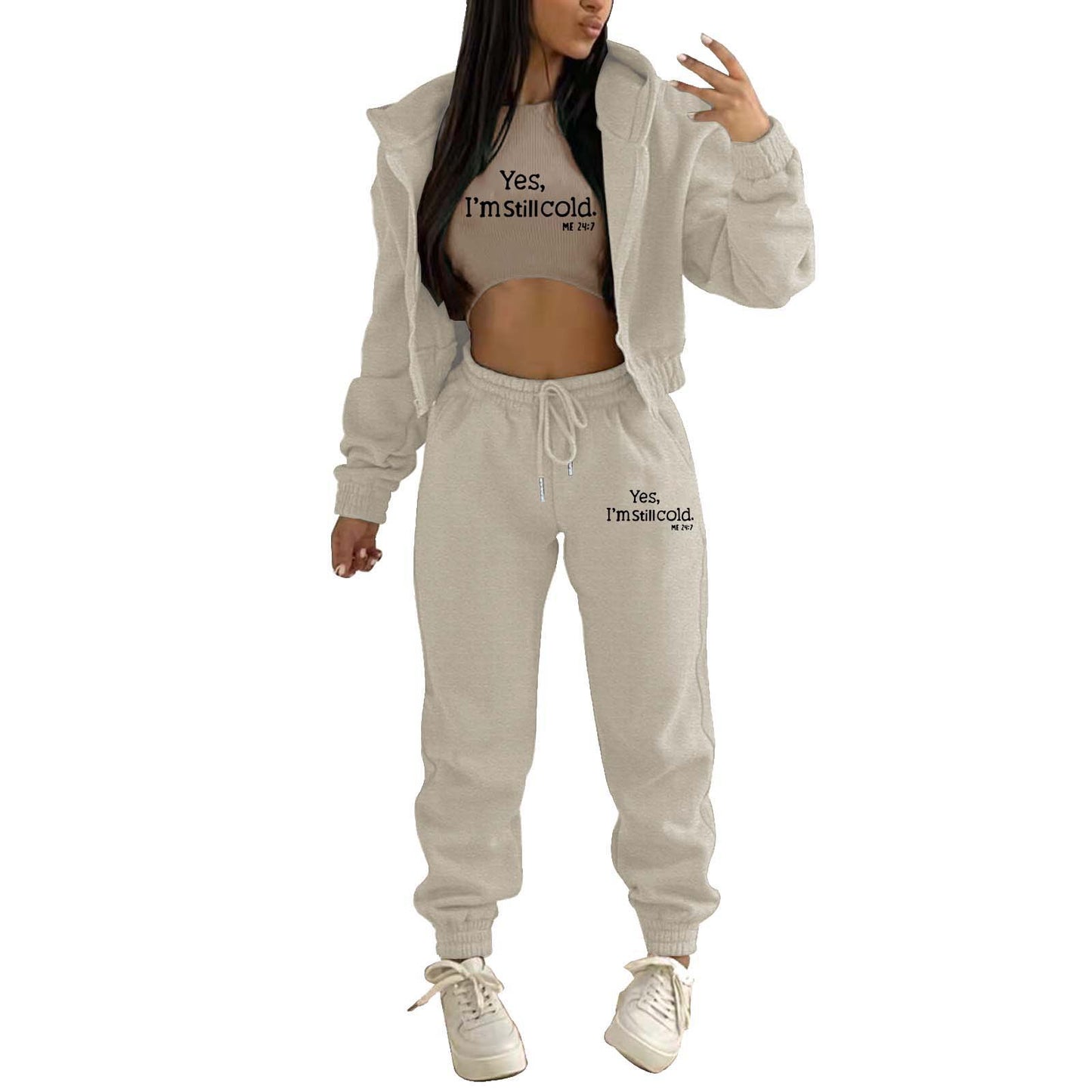 Women's Fashion Hooded Letter-print Casual Suit