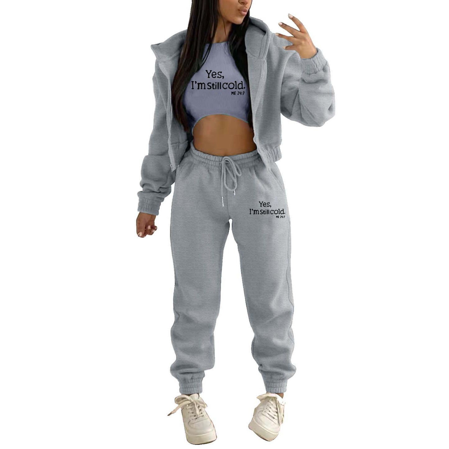 Women's Fashion Hooded Letter-print Casual Suit