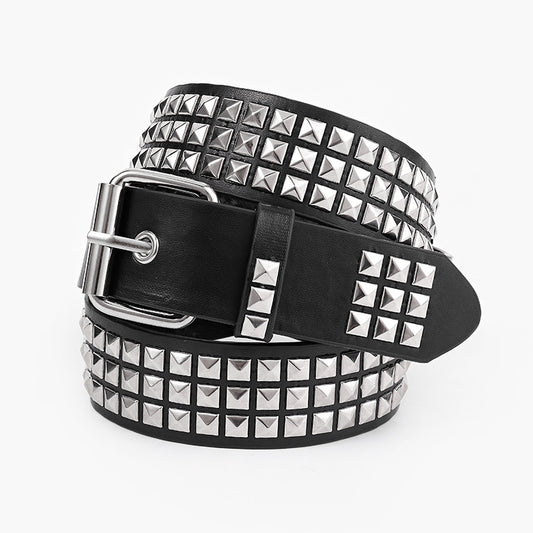 Women's Square Bead Rivet Belt Waist Belt