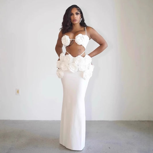 Sling Rose Midriff Outfit Backless Temperament Twinset