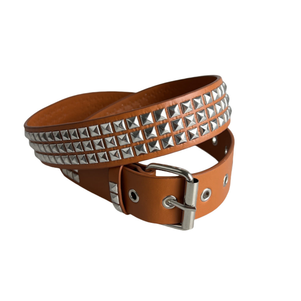 Women's Square Bead Rivet Belt Waist Belt