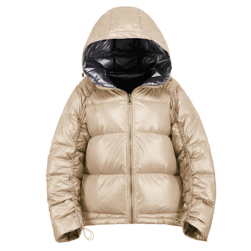 Winter Big Fur Collar Double-sided Wear Net Red Shiny Silver  Jacket Female Fox Fur Down Jacket