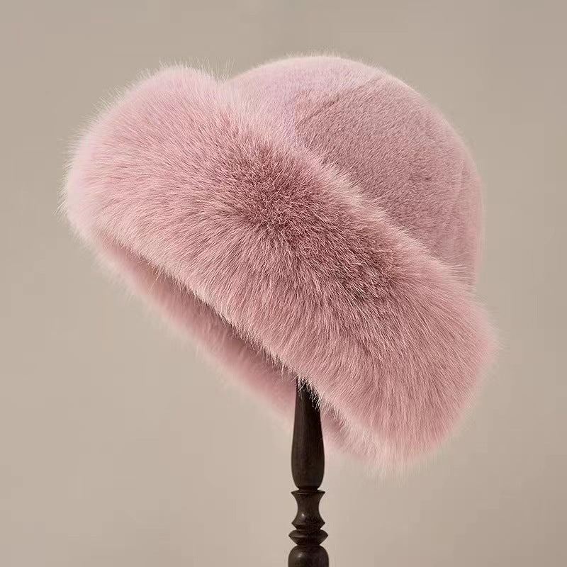 Fur Fashion Bucket Hat Mink-like Women