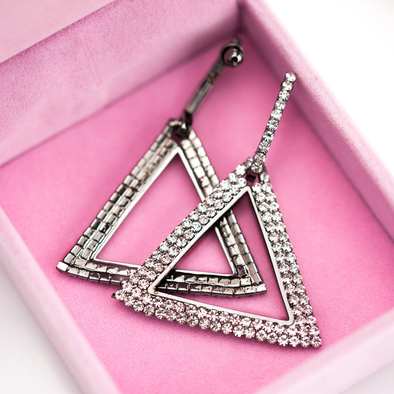Exaggerated Geometry Triangle Copper Earrings For Women