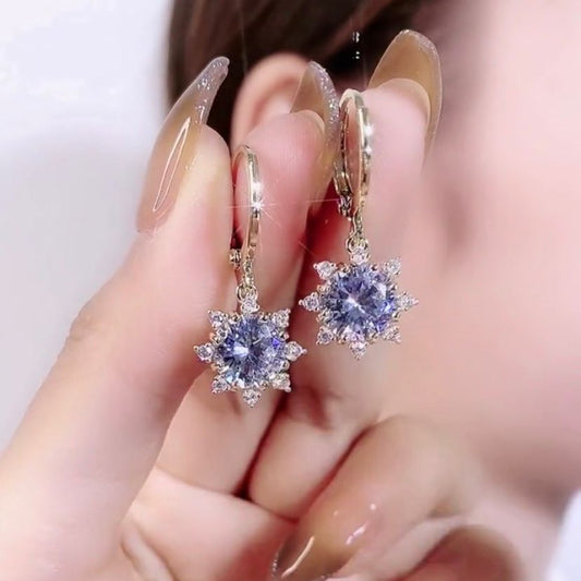 Women's High Quality Zircon Sunflower Earrings