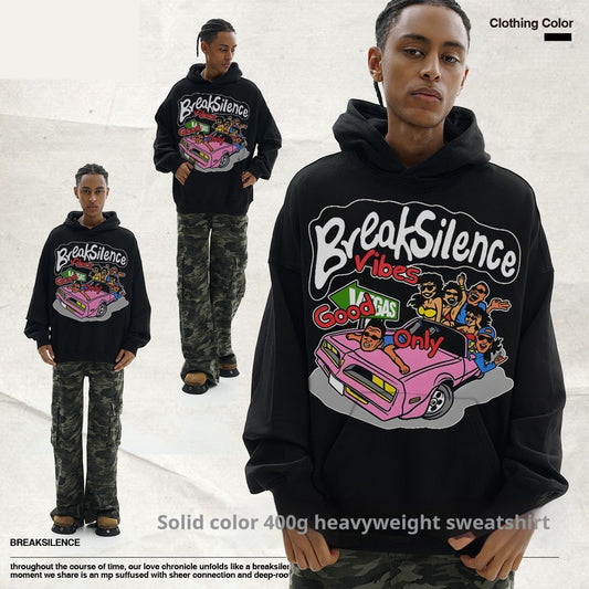 American Street Fun Printing Solid Color Men And Women Fallwinter Hoodie