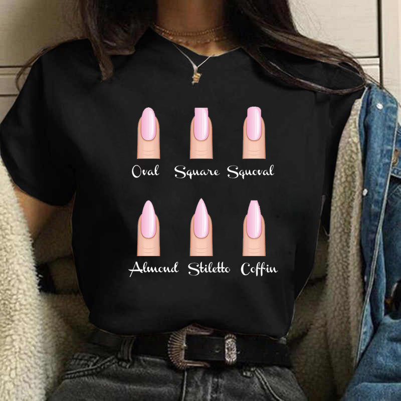 Half Sleeve Trendy Vintage Print Short Sleeves Women