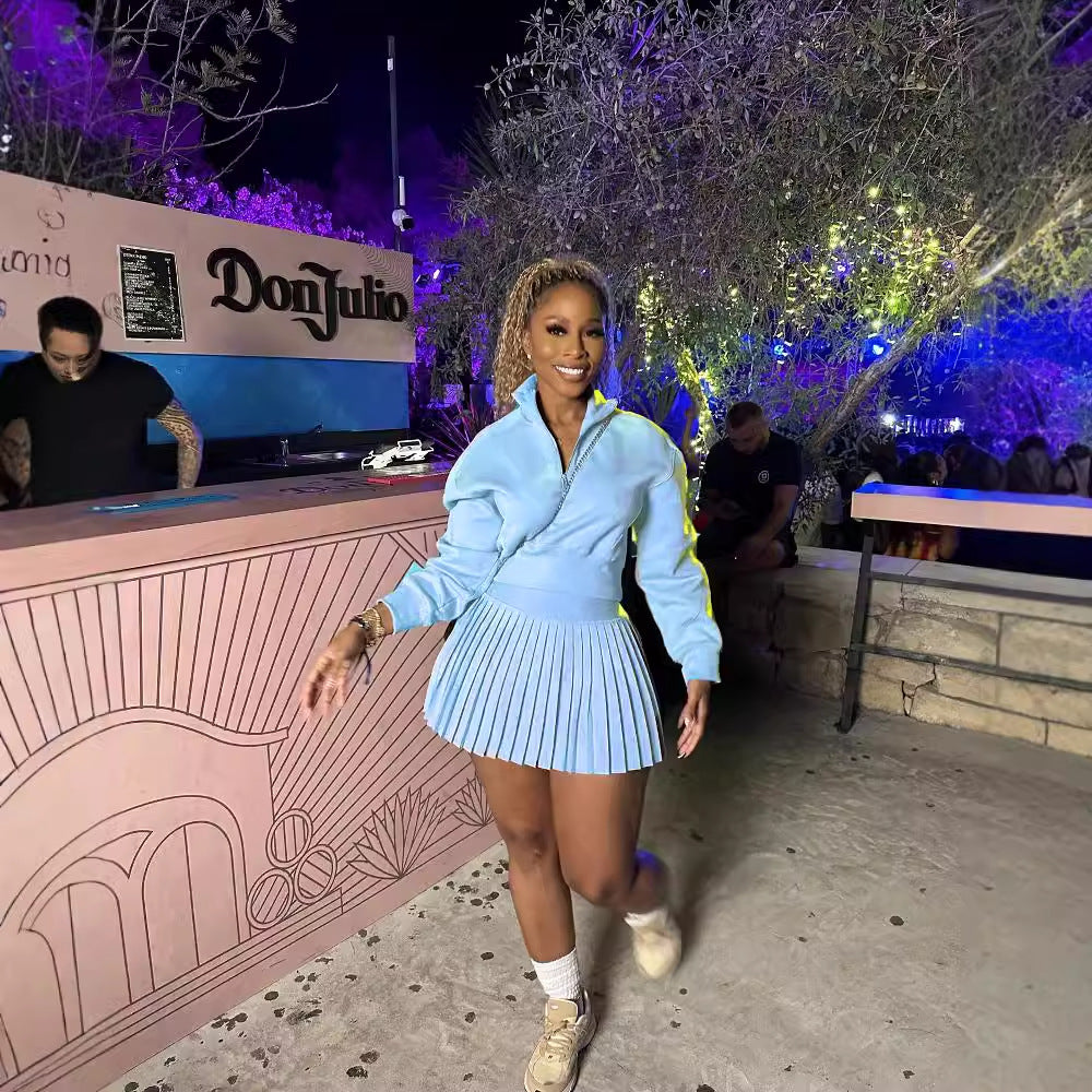 Women's Pleated Skirt Fashion Casual Set