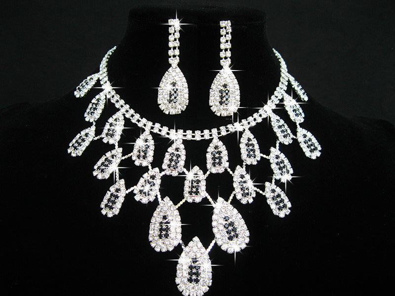 White Rhinestone Bridal Necklace Earrings