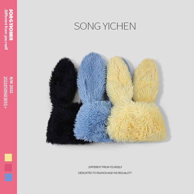 Long Haired Rabbit Ear Plush Hat Sweet Cute And Warm